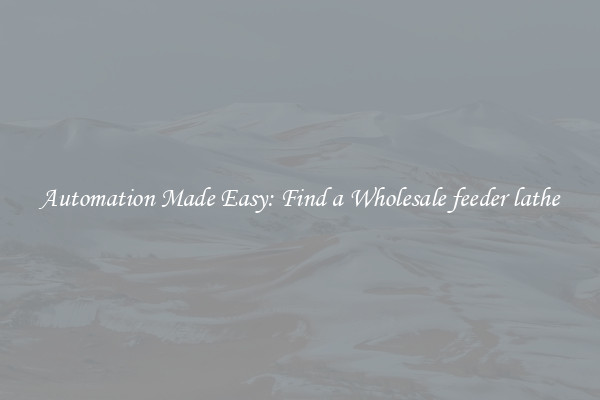  Automation Made Easy: Find a Wholesale feeder lathe 