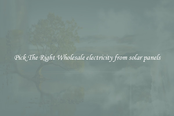 Pick The Right Wholesale electricity from solar panels